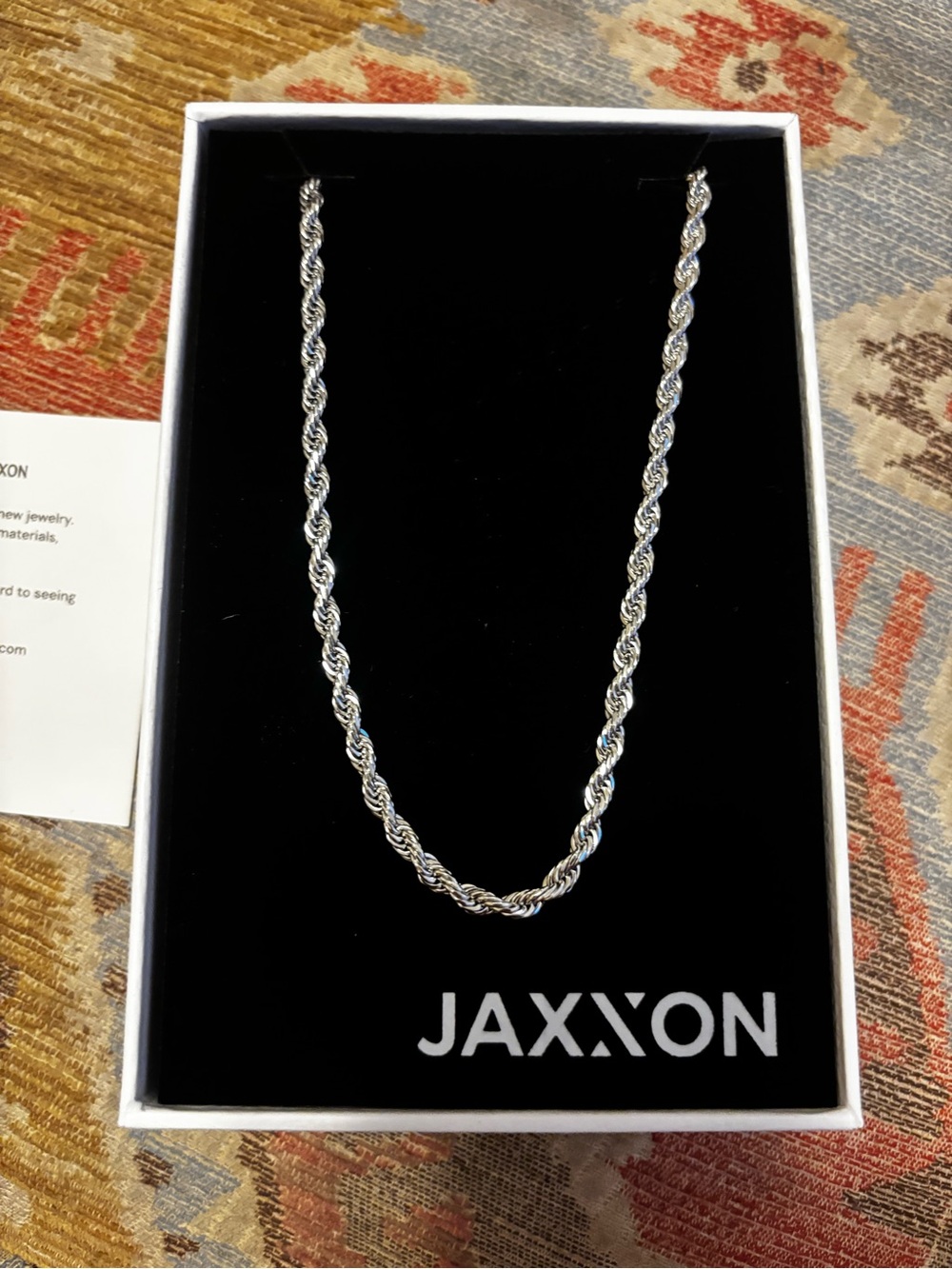 JAXXON Men's Silver Rope Chain Necklace